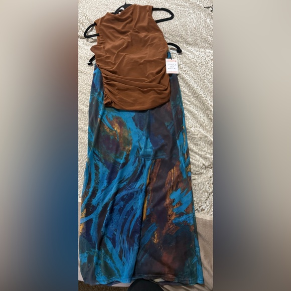 Harlow & Rose Dresses & Skirts - NWT Harlow‎ & Rose Two Piece Top and Skirt Set in Brown and Blue - Size M